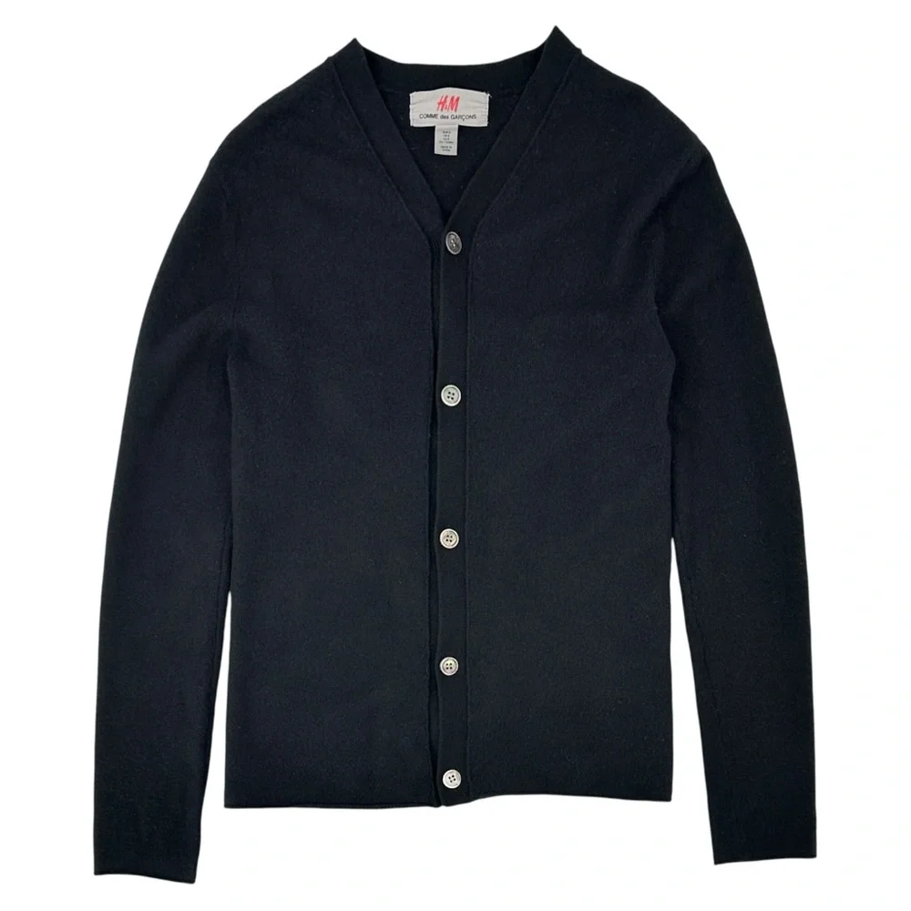 RARE Comme Des Garcons x H&M Black Wool Lightweight Minimalisy Cardigan Sweater - Picture 1 of 6